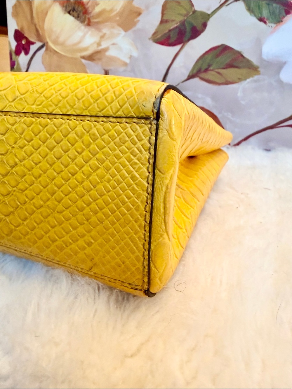 Michael Kors Preloved Croc-Embossed Leather Satchel w/Brand New Floral Strap - Picture 6 of 17
